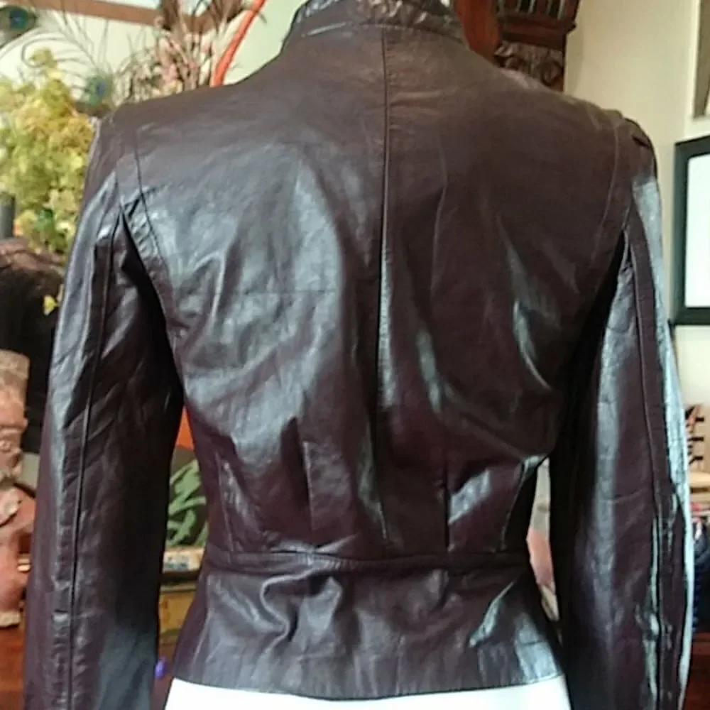 Bermans. Dark burgendy leather jacket